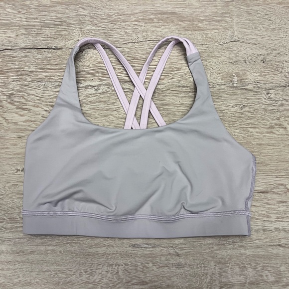 Lululemon Energy Bra Medium Support B-D Cups Chrome/Strawberry Milkshake, Sz 6 - Picture 2 of 3